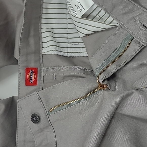 Dickies SZ 7 Pants Stretch Gray Taupe Classic Fit Straight Leg Girls NEW Uniform - Picture 10 of 13